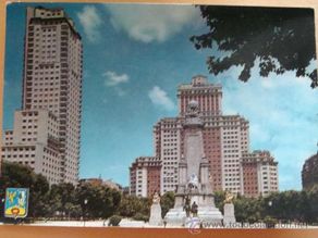 Postais: POSTAL DE MADRID. AÑOS 50. PLAZA DE ESPAÑA, MONUMENTO A CERVANTES, QUIJOTE. 411.